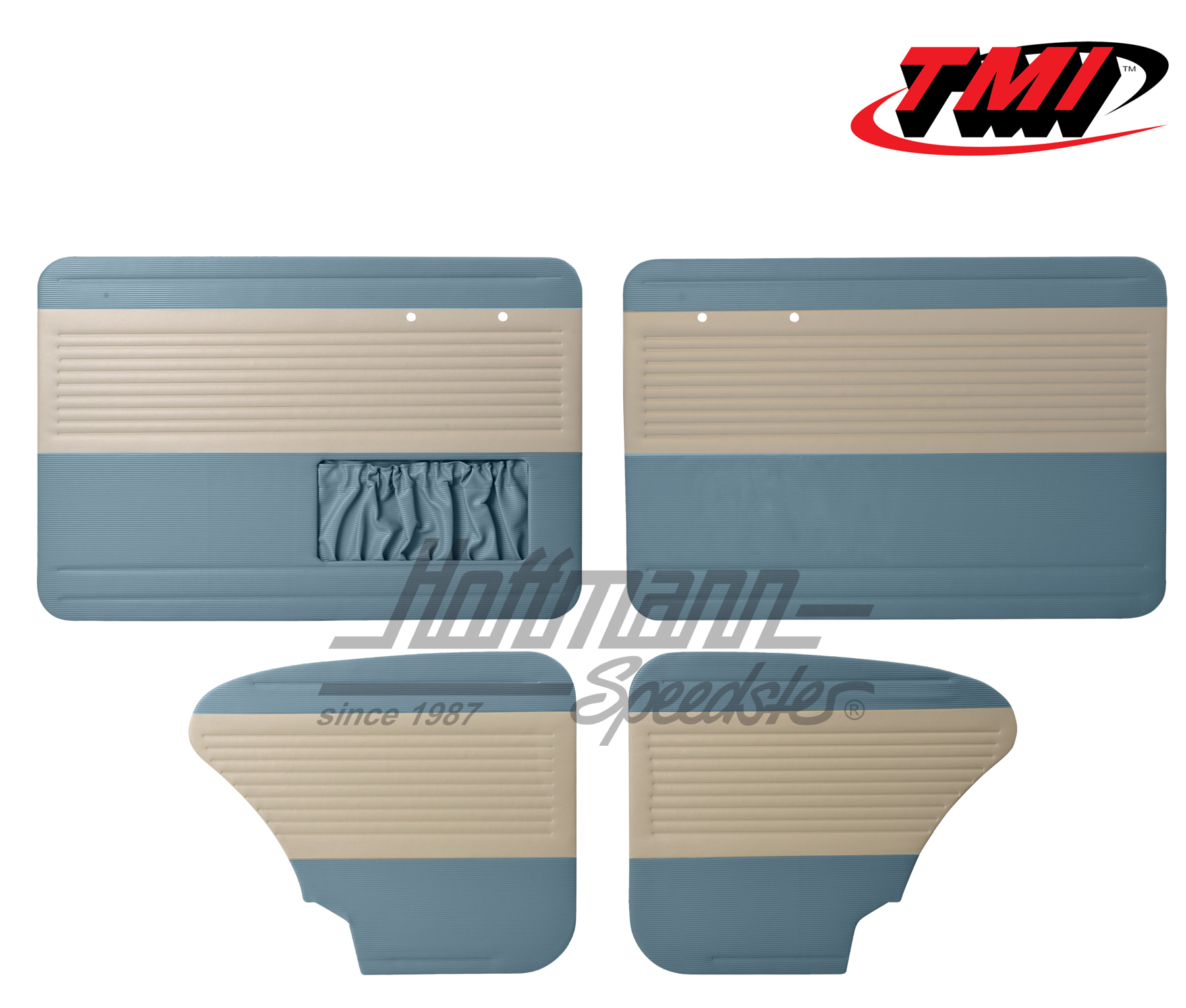 Door panels, Beetle Sedan, 64-66, off-white/water blue | 19-1123-24-15 | 055-7514-09
