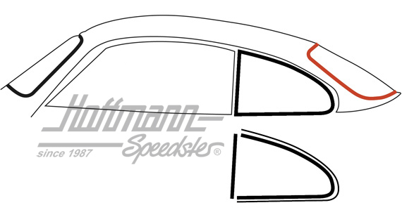 Rear window seal with groove, 8.55-12.65 | 143 845 521 B | 060-0210