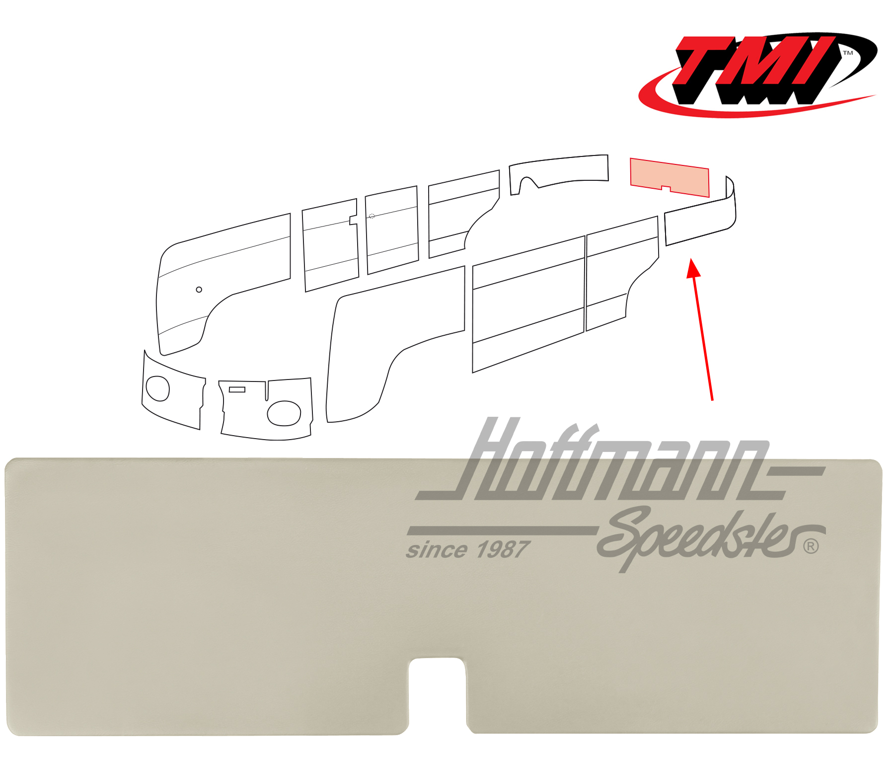 Hatchback trim panel, 3.55-7.63, off-white | 10-2108-15 | 098-0539-04