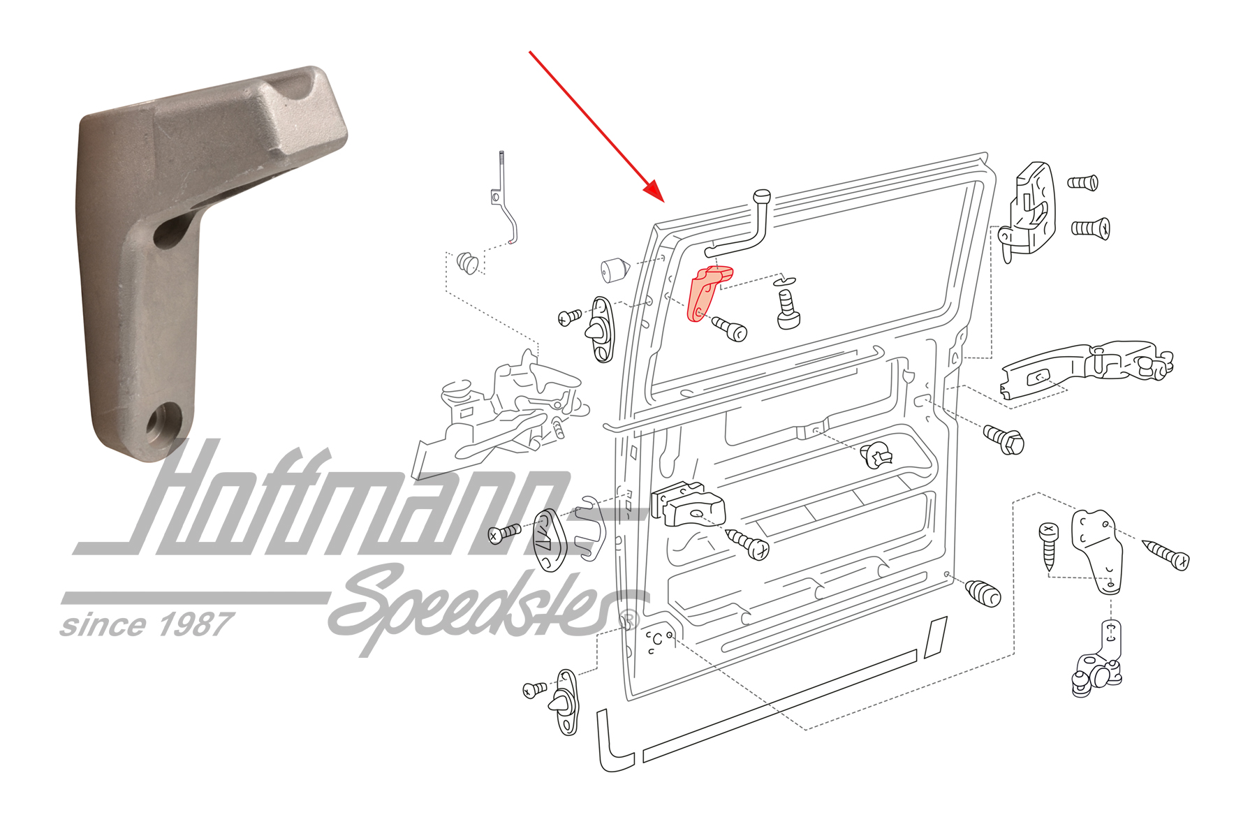 Retainer, roller guide
, upper, right | 701 843 440 | 408-1029-02