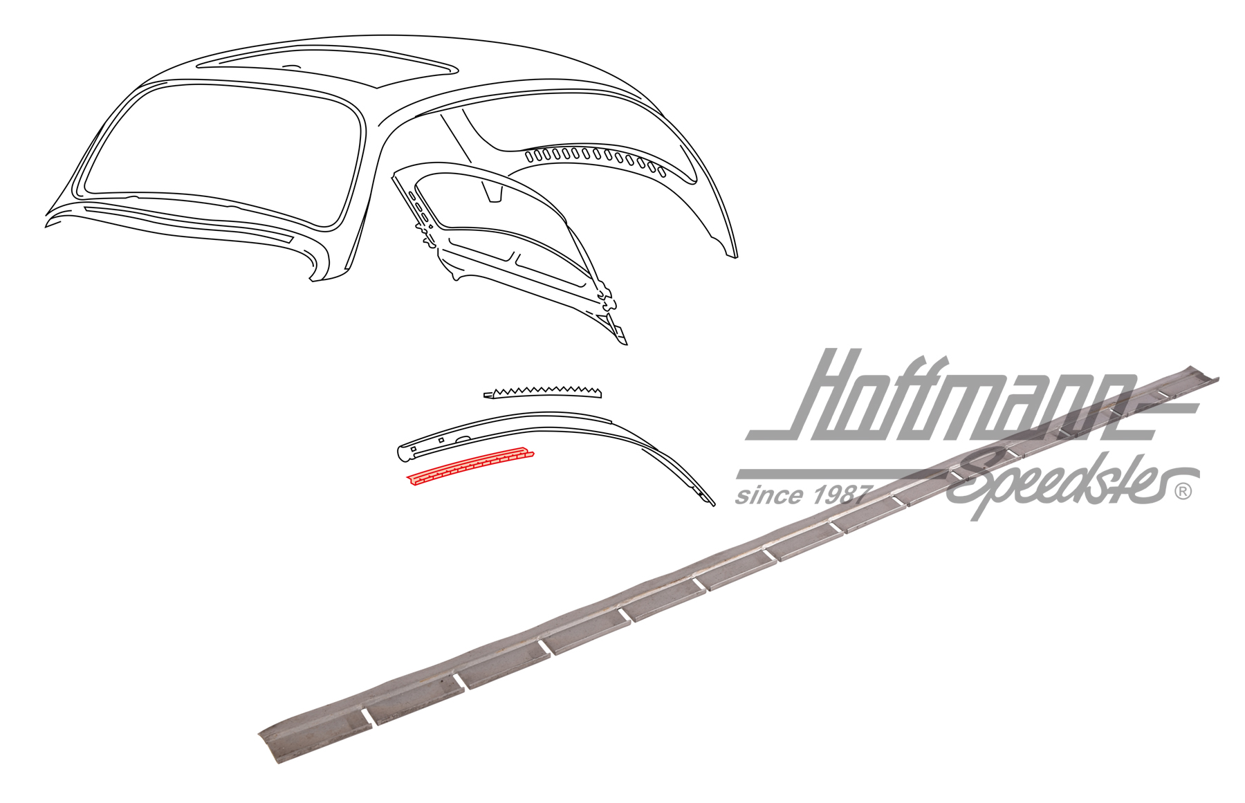 Clamping strip, headliner, rear, 554mm | 113 817 431 A | 050-1498-10