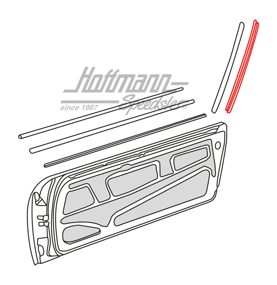 Moulding, seal, Targa bow/door, left                                                                