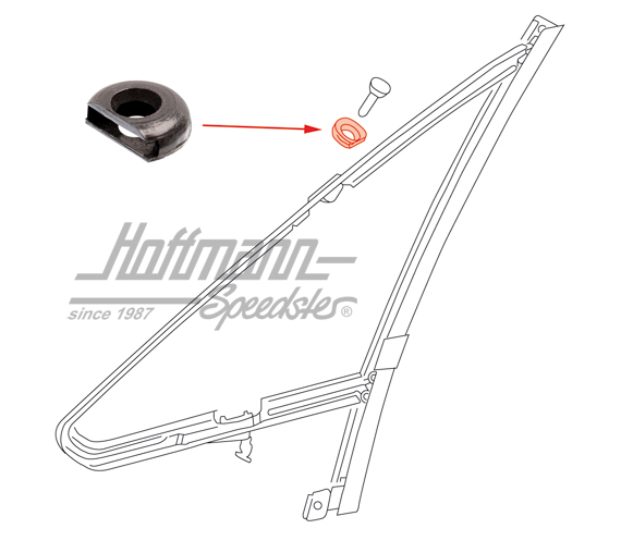 Washer, plastic, vent-window, 8.75- | 171 837 637 | 180-1270