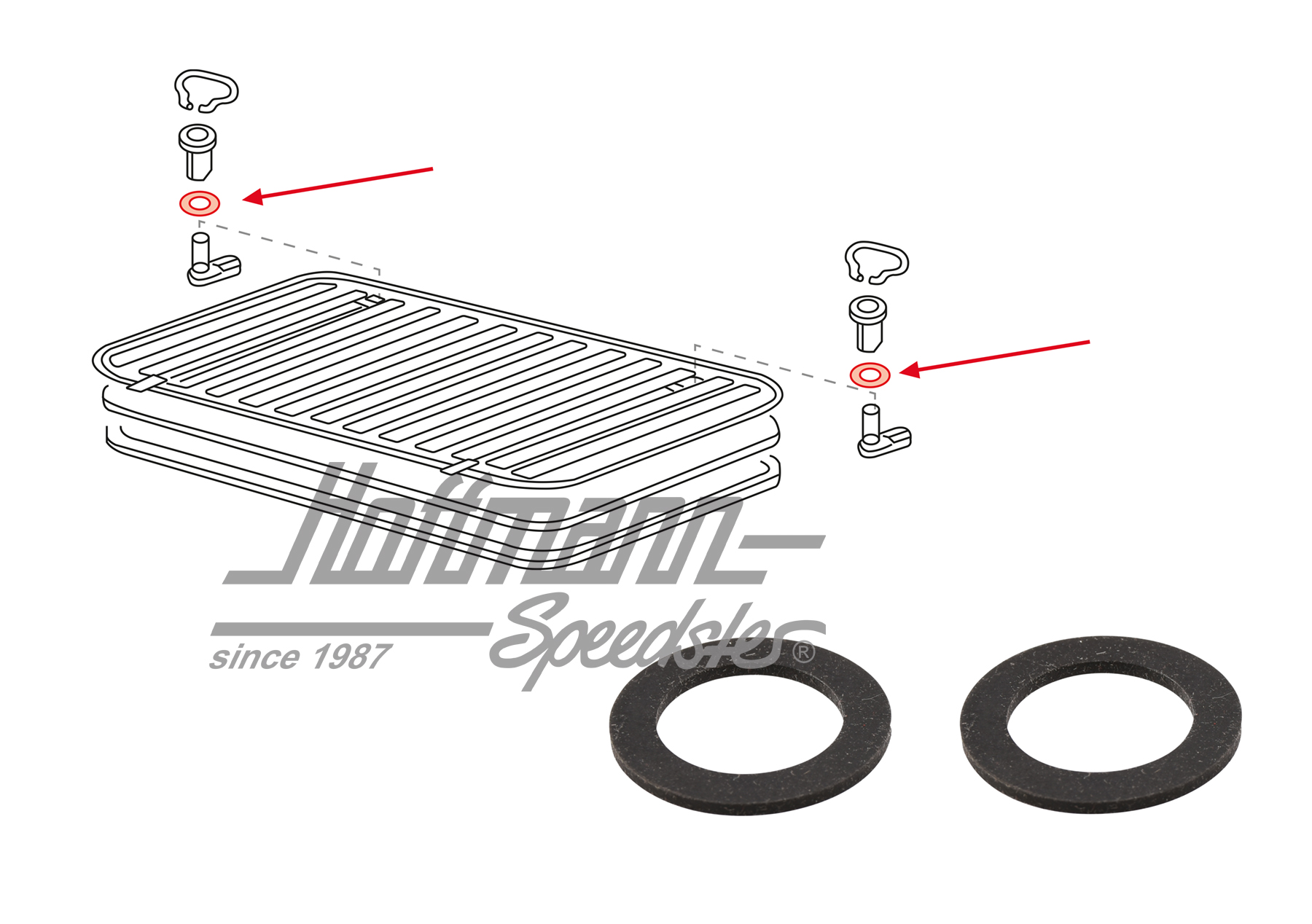 Sealing rings, latch, engine compartment lid | 311 813 299 | 350-0212-10