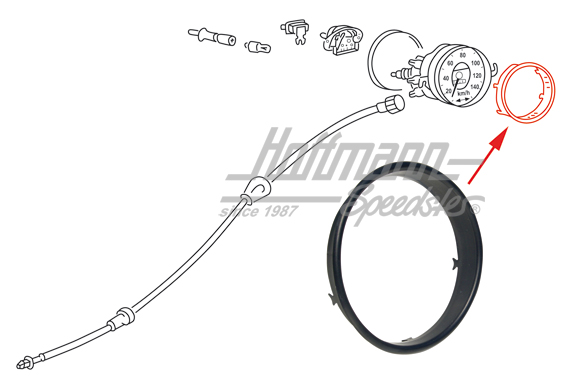 Speedometer trim ring, standard, black | 113 957 371 EB | 020-2062