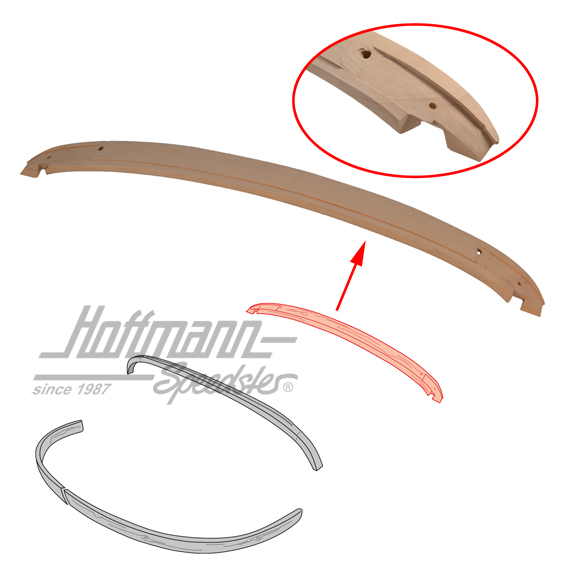 Front header bow, Karmann Ghia, 12.68-7.74 (wood) | 141 871 503 A | 060-4100-05