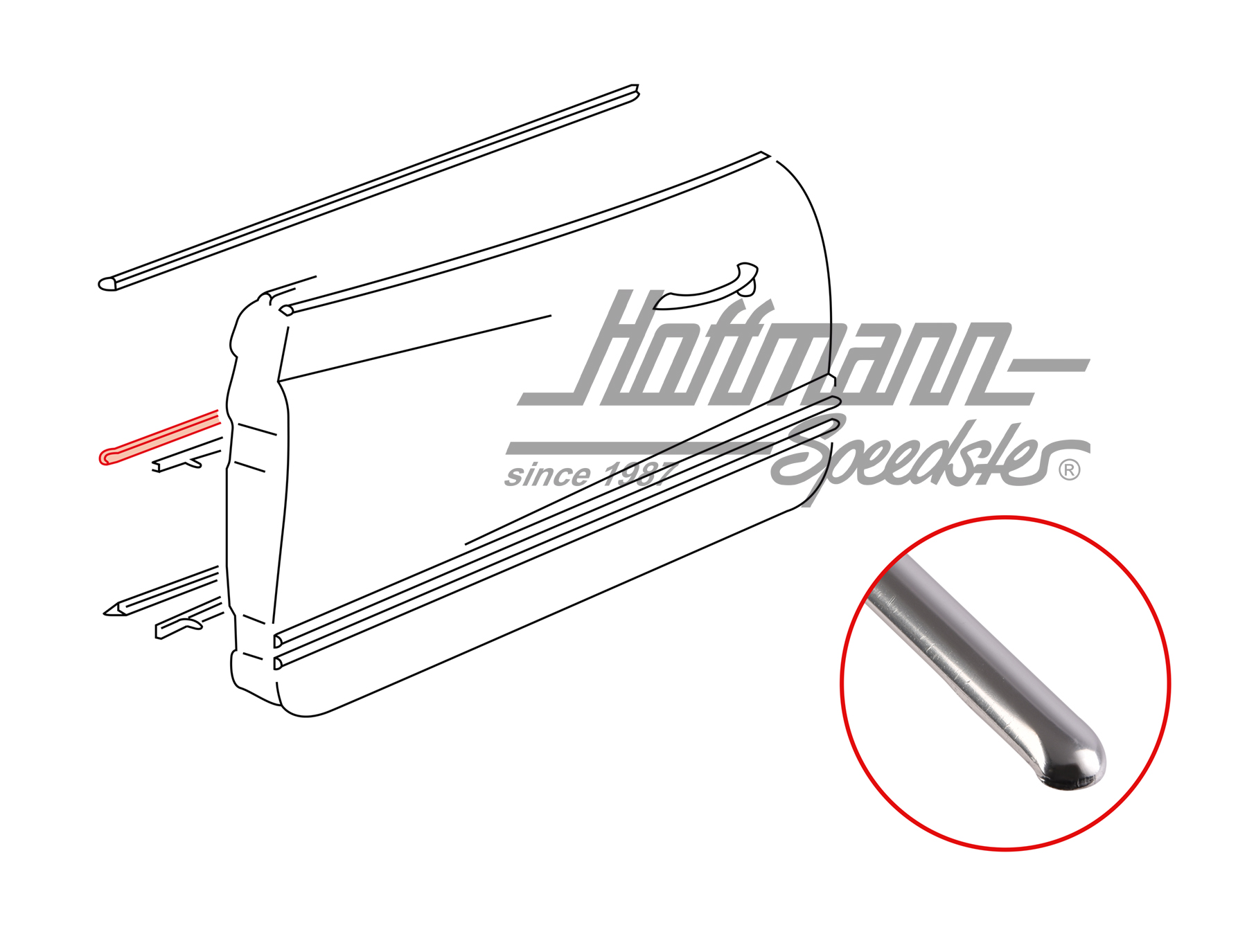 Moulding, door panel, middle, 8.58-7.60 | 141 853 105 | 066-0028-32