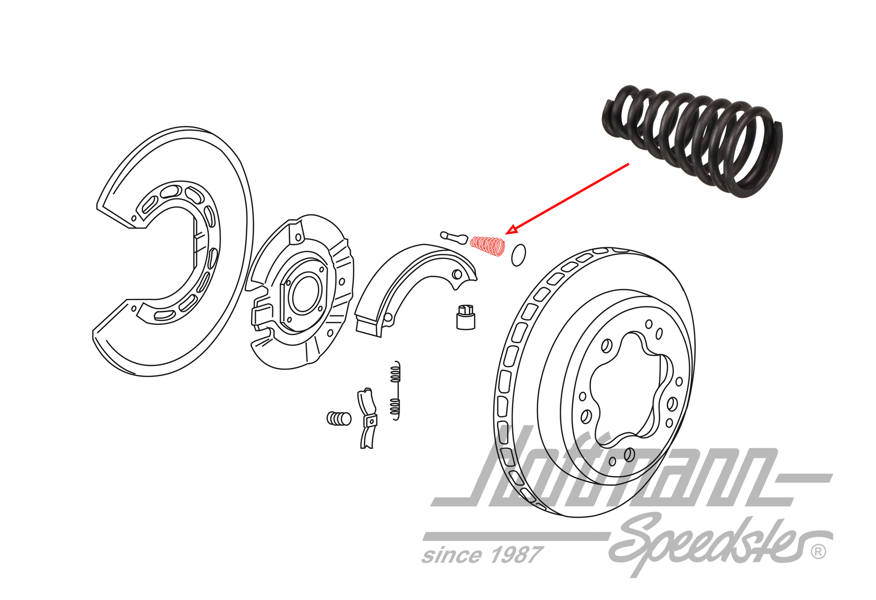 Pressure spring, brake shoes, rear, 65-89 | 901 352 957 10 | 522-1430-20