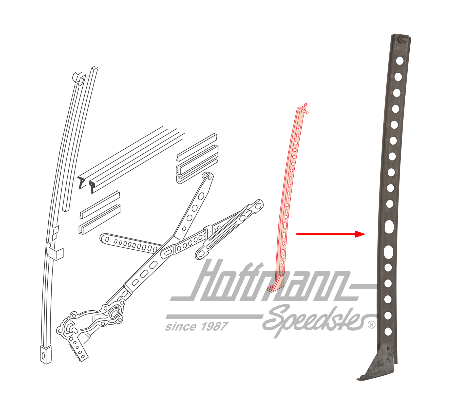 Guide rail, window regulator
, rear, right | 155 837 416 | 180-1254-12