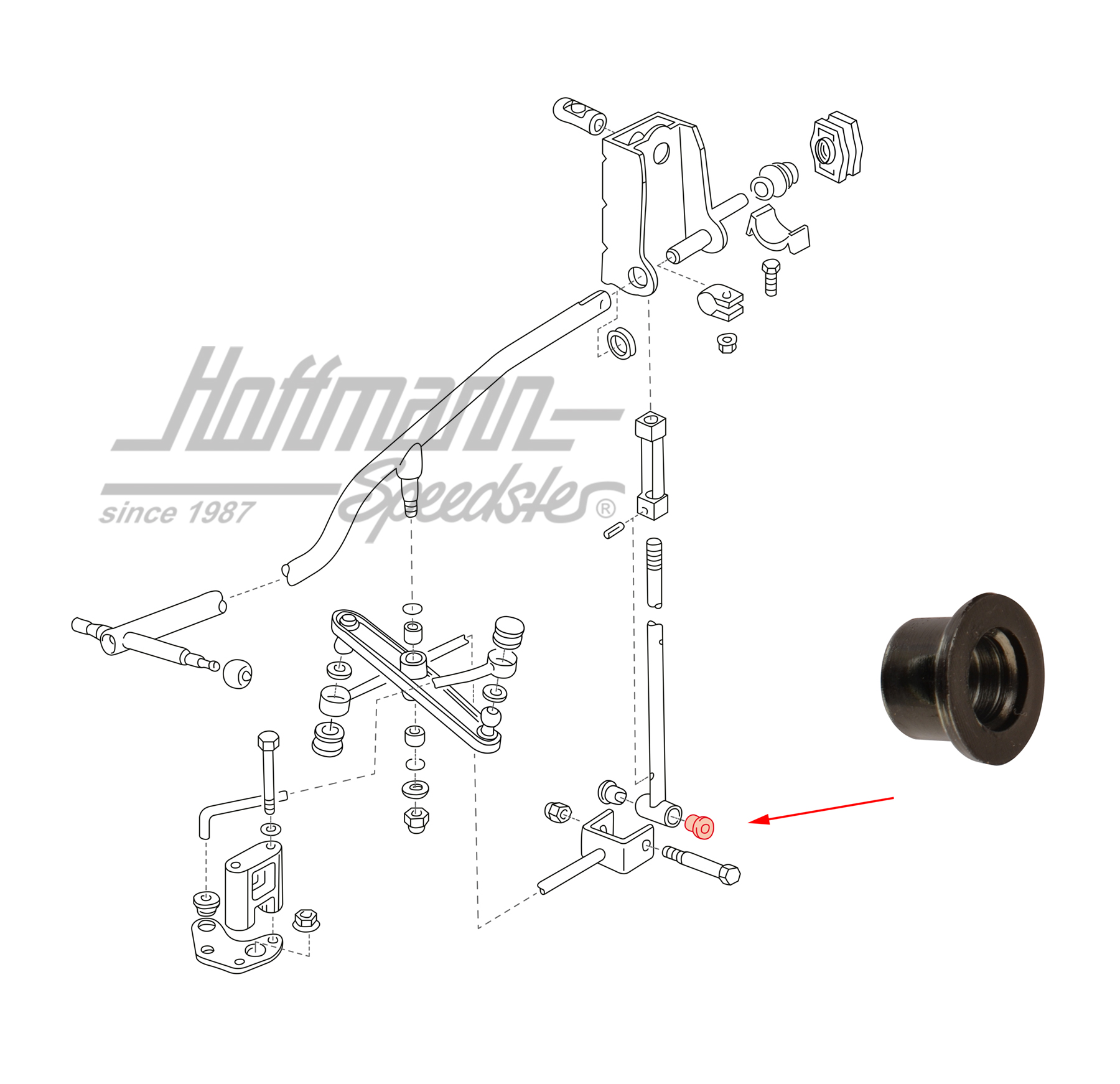 Bushing, shift-rod, lower, Bus T4 | 701 711 169 | 407-2010-11