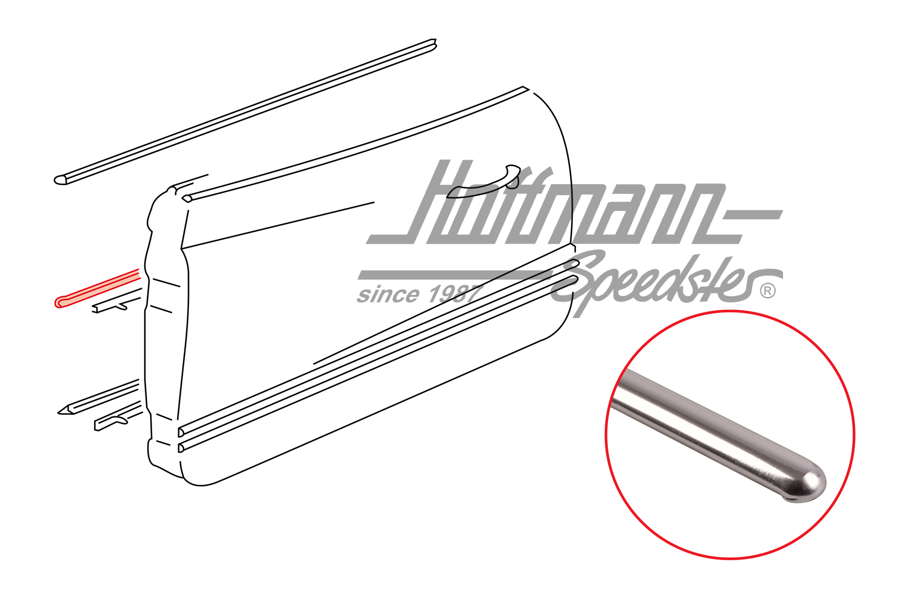 Moulding, door panel, middle, 8.60-7.66 | 141 853 105 A | 066-0028-34