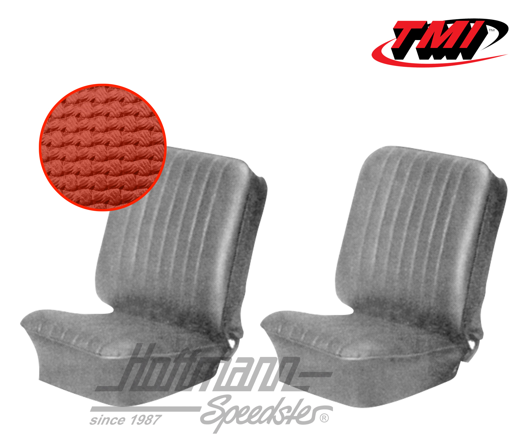 Seat upholstery, Karmann Ghia, front, 66-67, red | 43-1503-07 | 066-0069-10