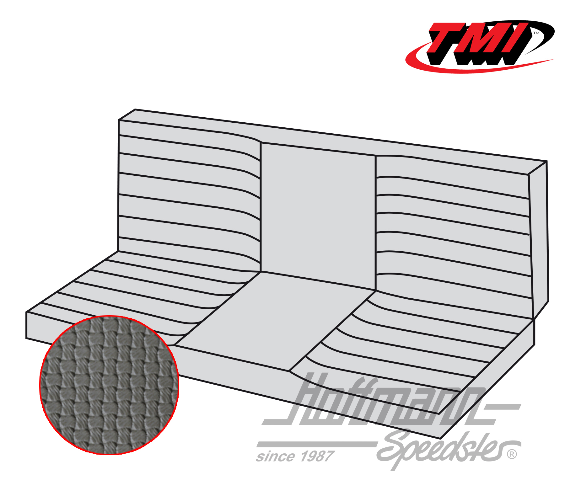 Seat-bench upholstery, Karmann Ghia Conv.,71-74, grey | 43-1612-06 | 066-0085-35