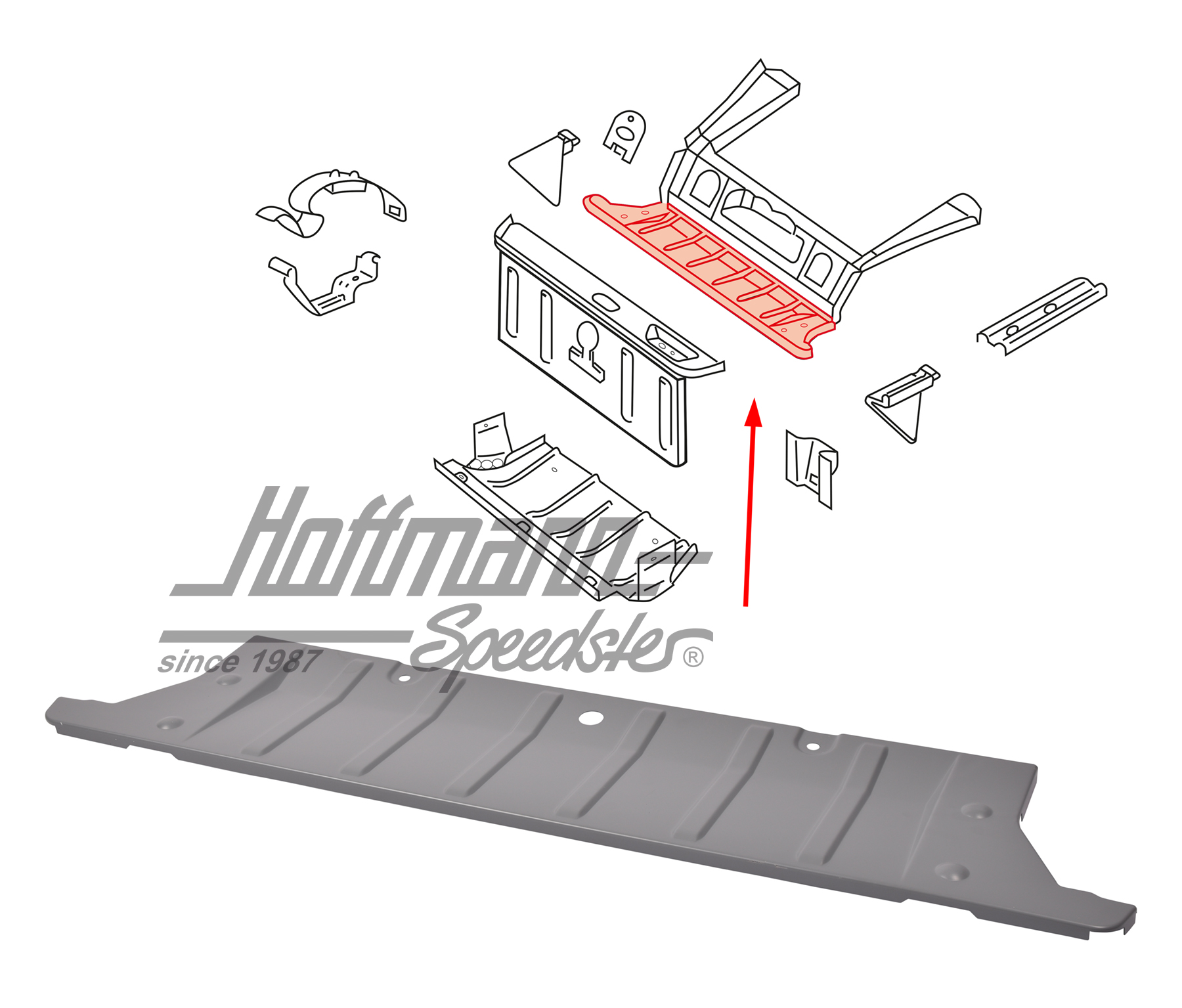 Spare wheel well, lower, Type 181 | 181 805 583 AM | 080-0618