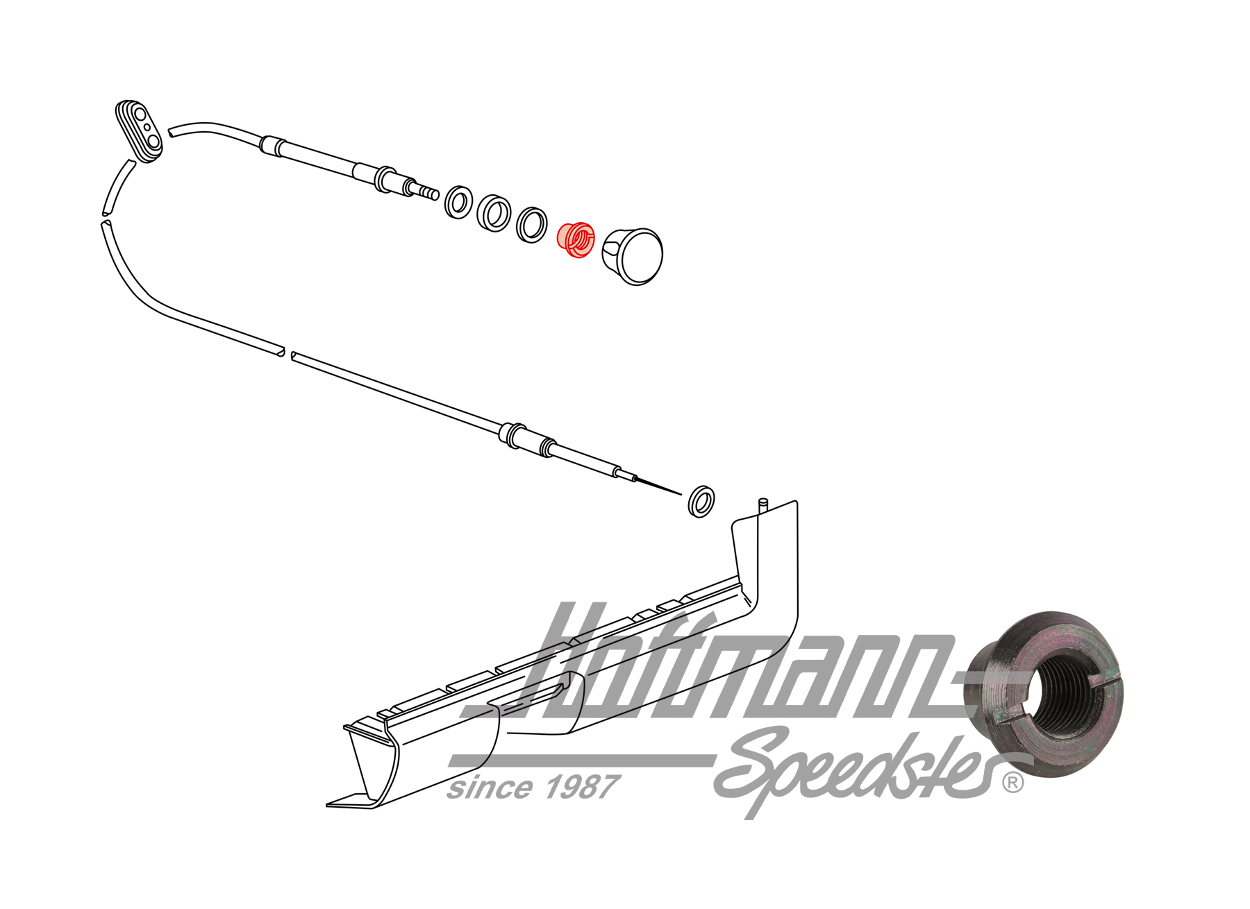 Collar nut, starter cable, Bus T3, 1.81-1.85 | 861 711 509 | 307-5780-14