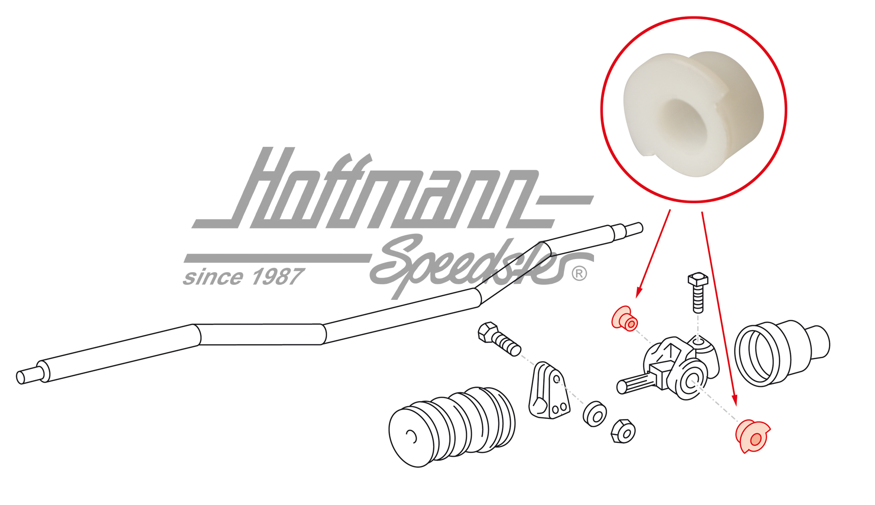 Bushing, shift-rod coupling, 356/911 | 695 424 223 00 | 510-3310