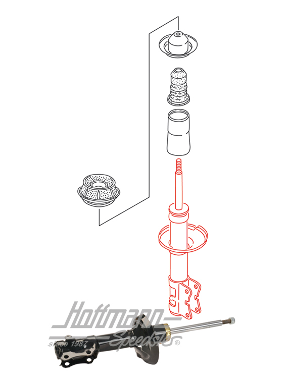 Suspension strut with shock absorber, front, gas | 1H0 413 031 A-Gas | 204-3500