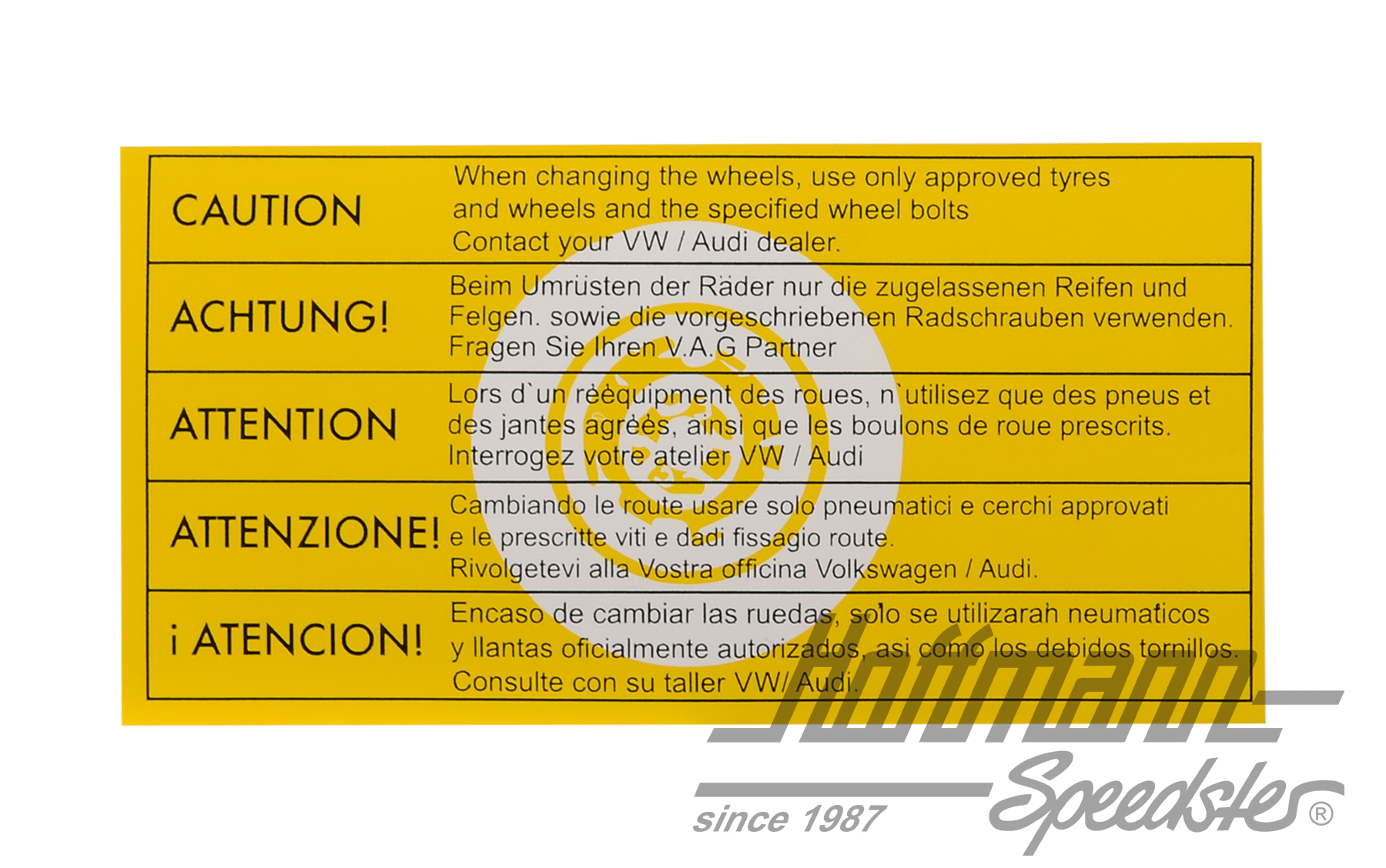 Sticker "Caution tire change", small | 321 000 398 | 021-0199-90