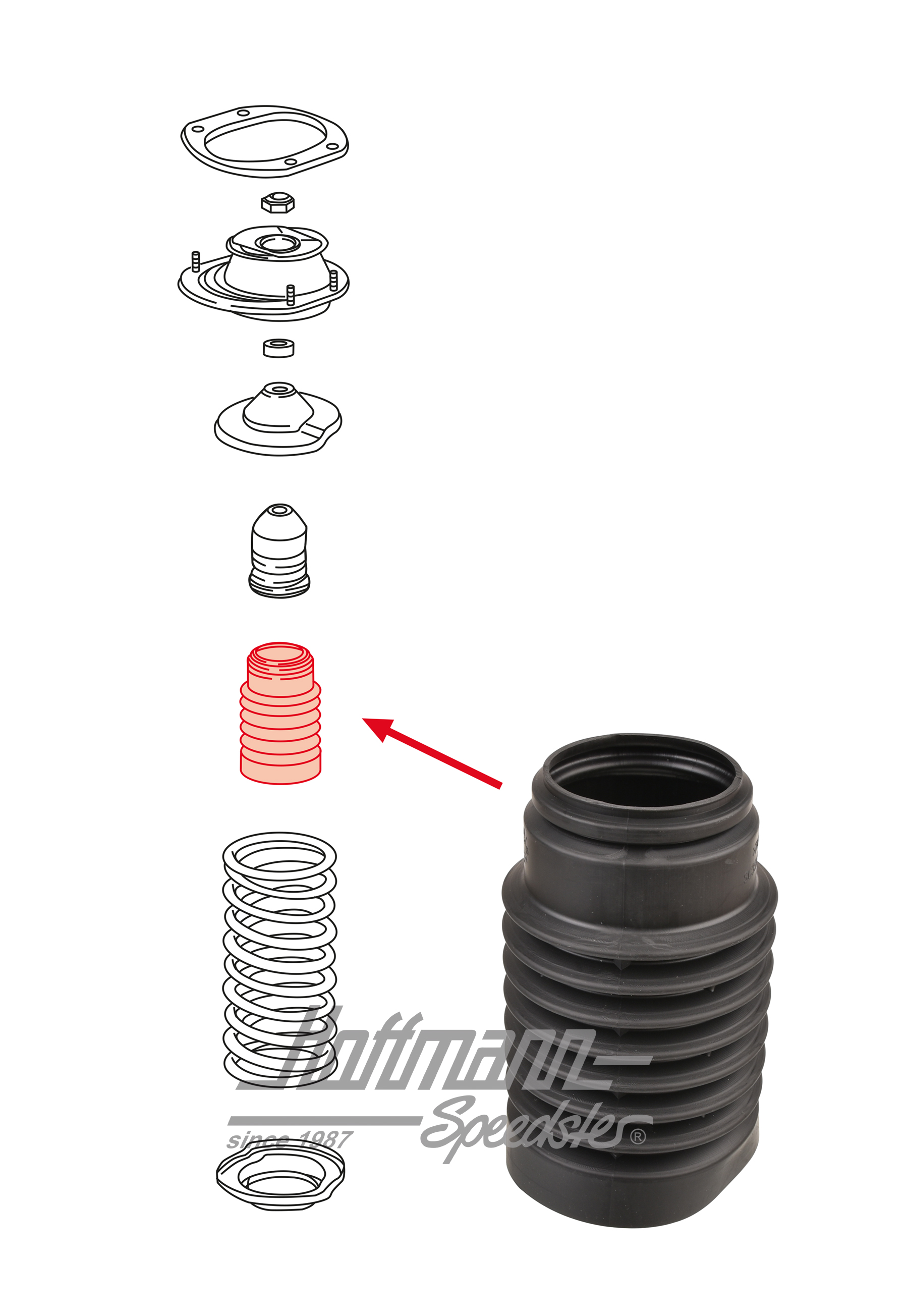 Bellows, shock absorber, front, 964 | 964 343 505 00 | 521-4293-10