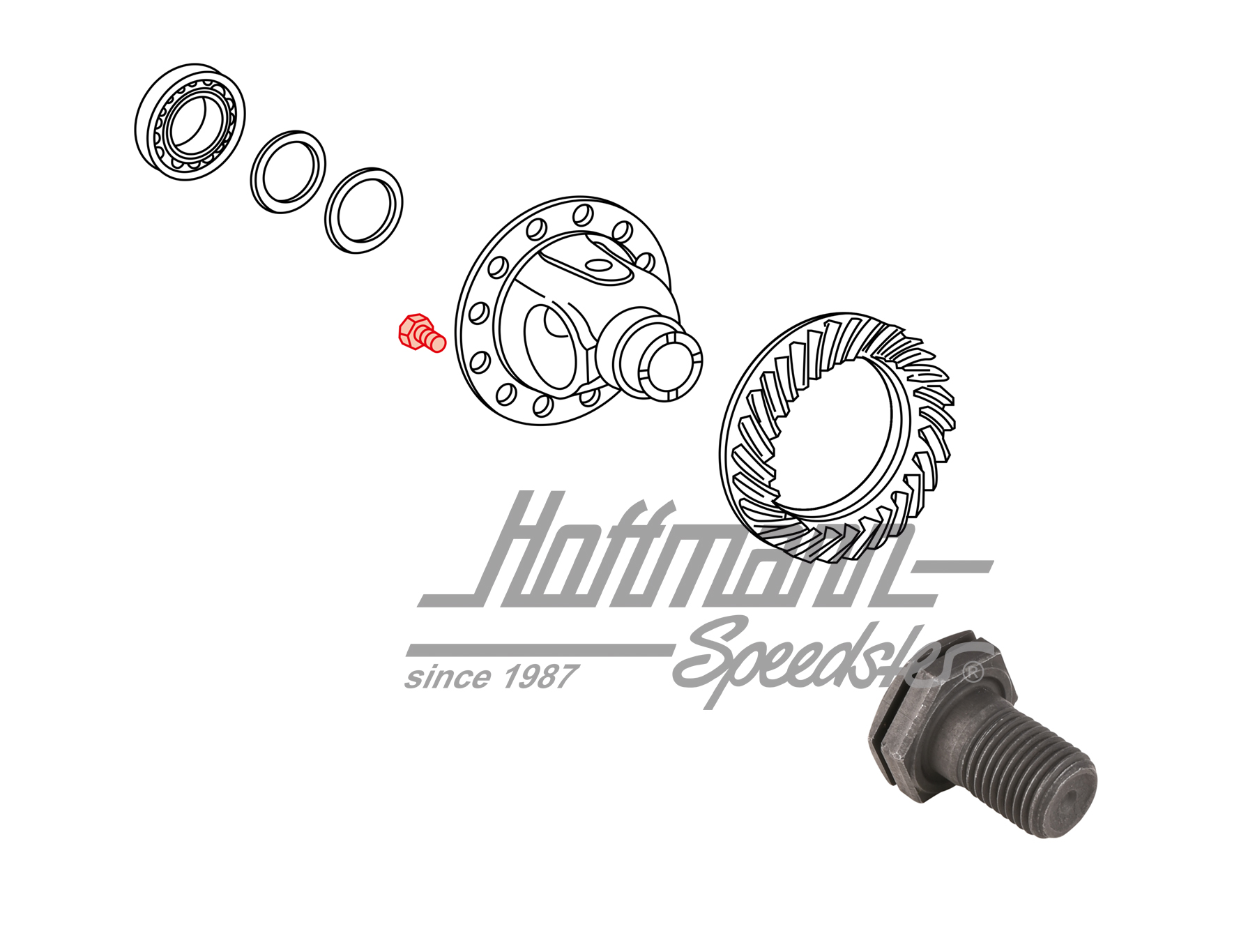 Screw, differential housing, 911/914
                                                               