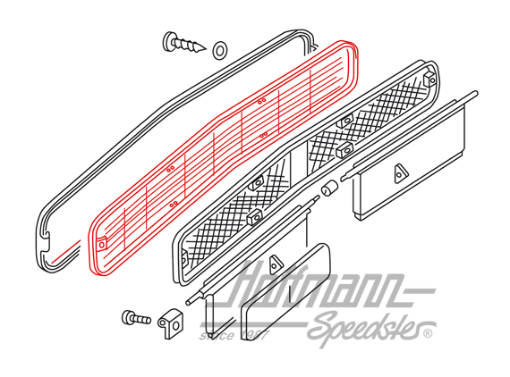 Air inlet cover, with fins, front, Bus T2                                                           