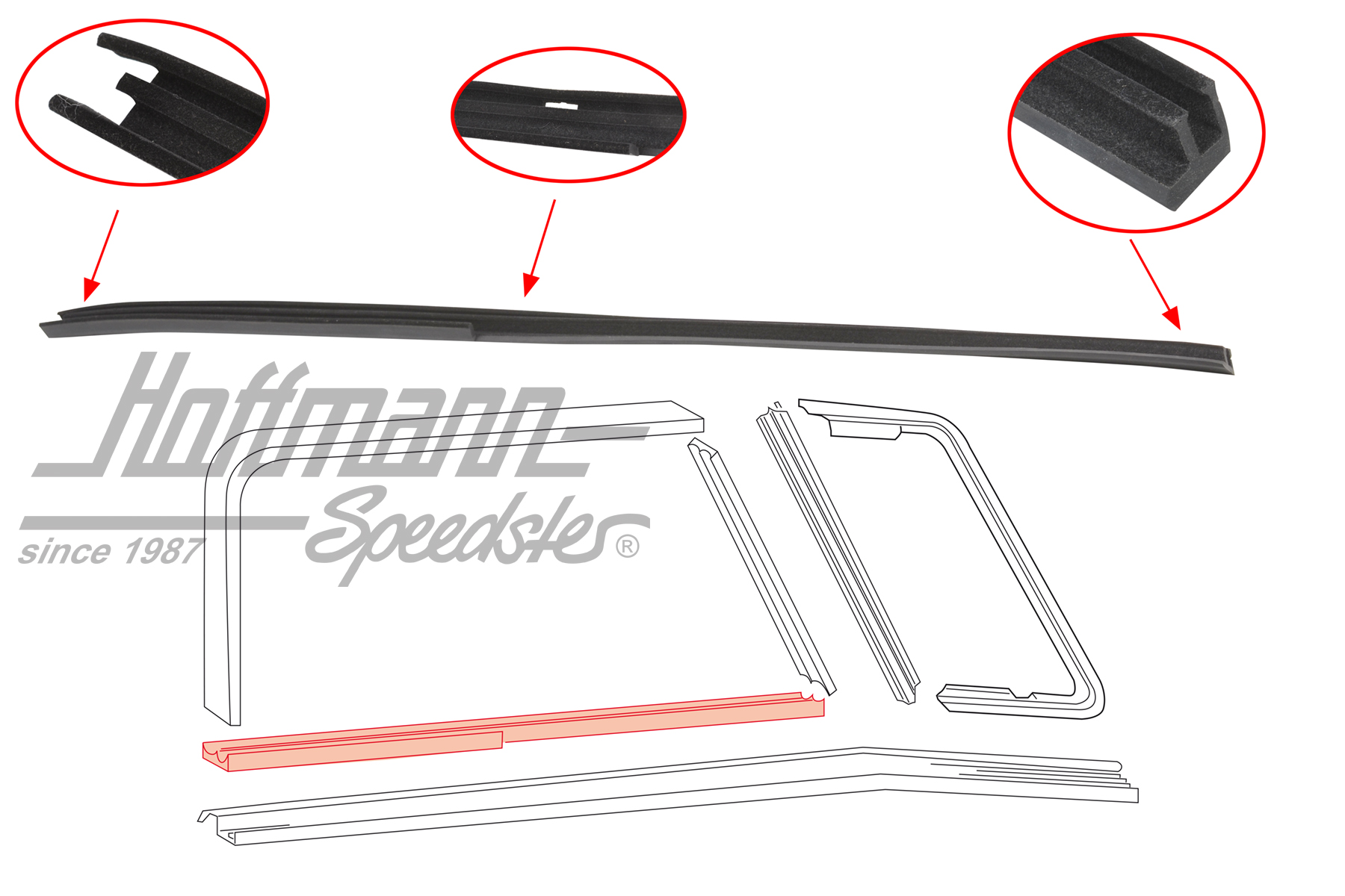 Guide profile, sliding window, lower, left | 211 837 387 A | 089-0130-11
