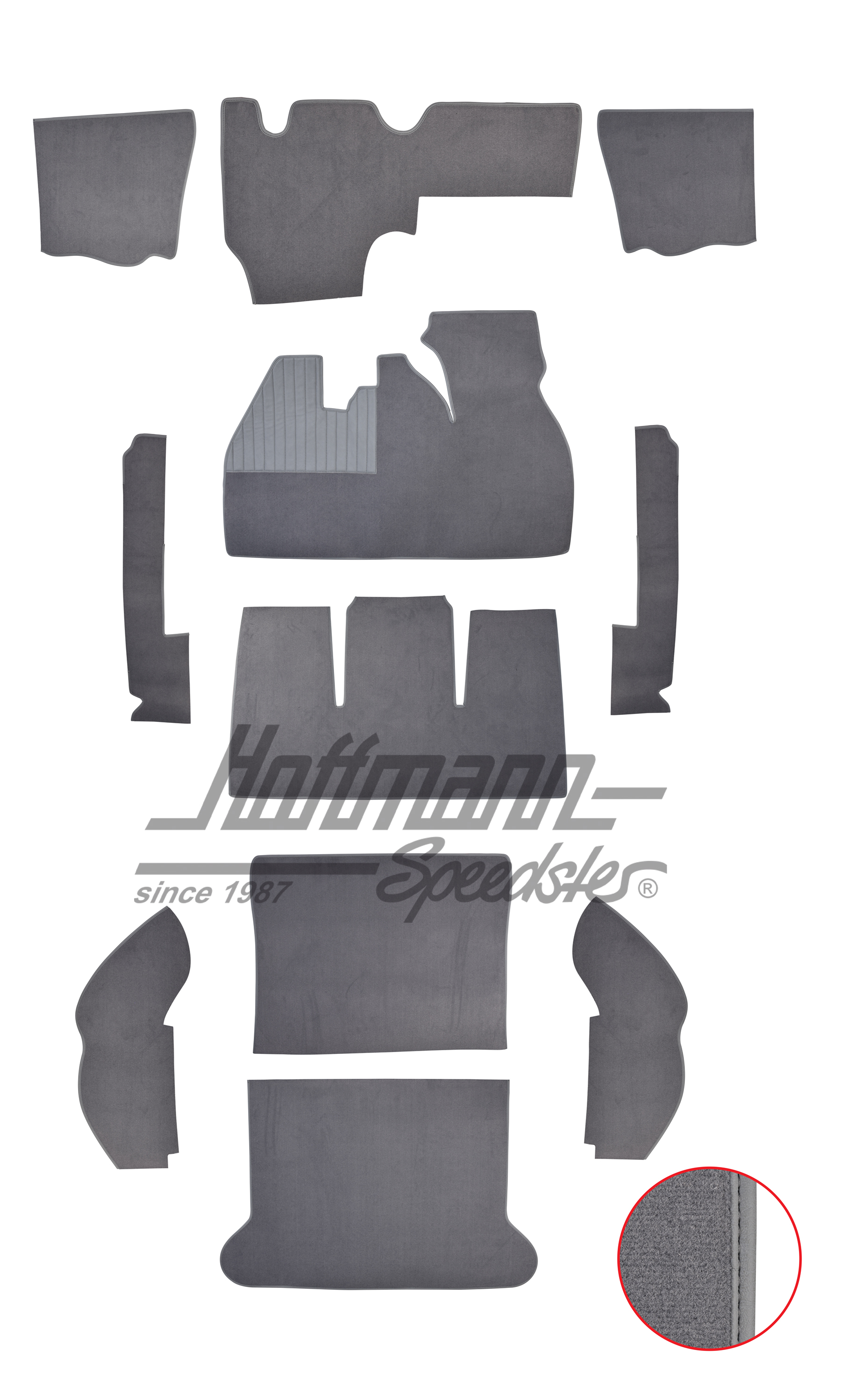 Carpet kit, Beetle Sedan, 8.61-7.68, grey |  | 026-5423