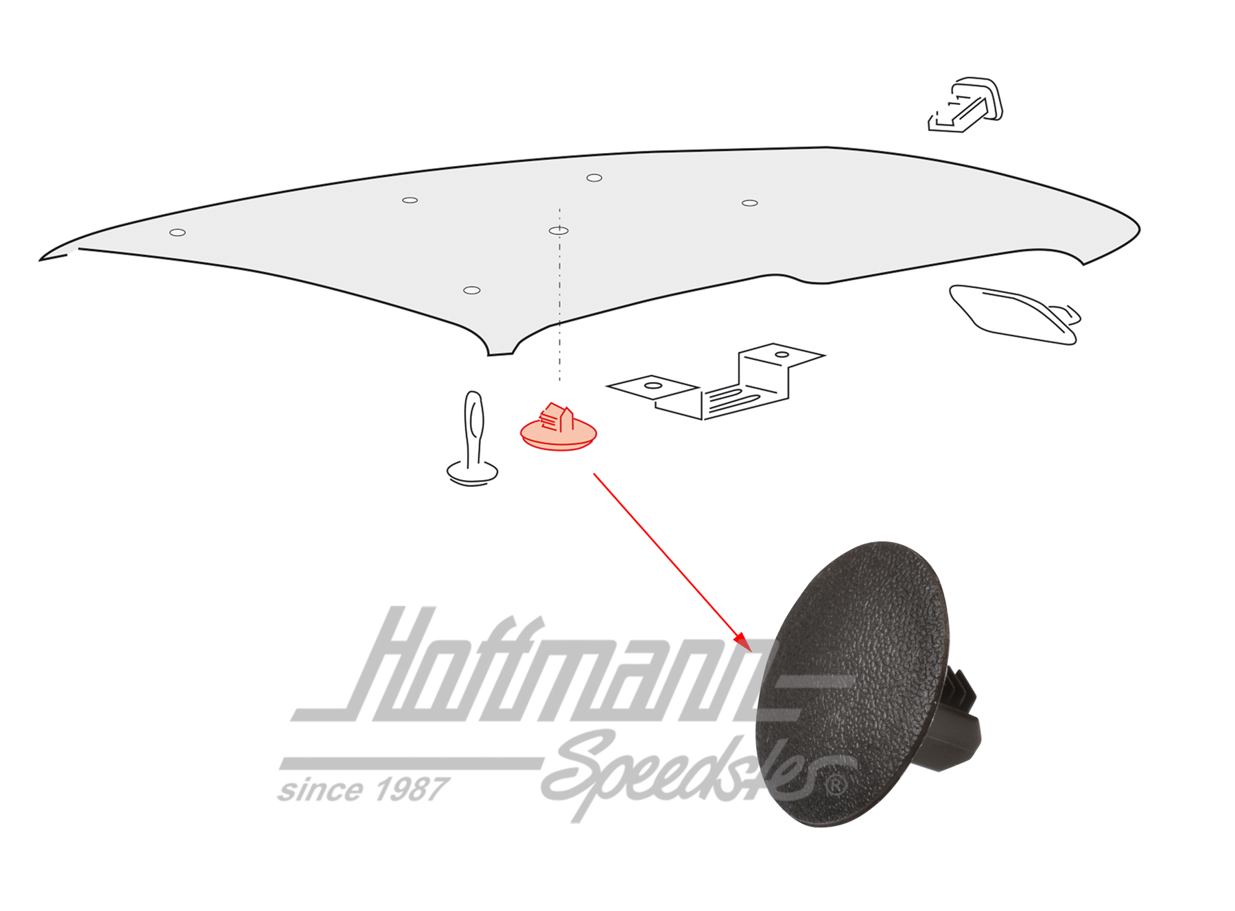 Clip, headliner, Golf 2 GTI, black | 321 867 838  01C | 208-1170-23