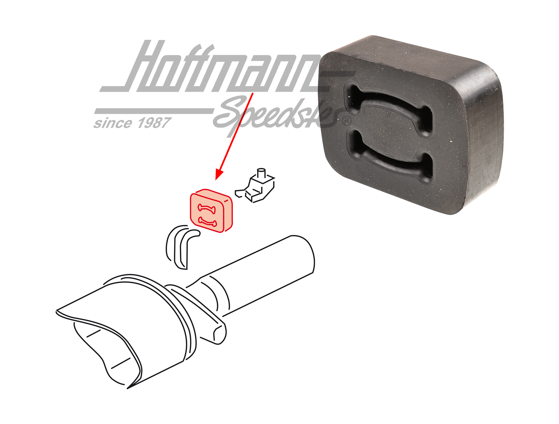 Exhaust rubber, rear, 924/928/944/968                                                               