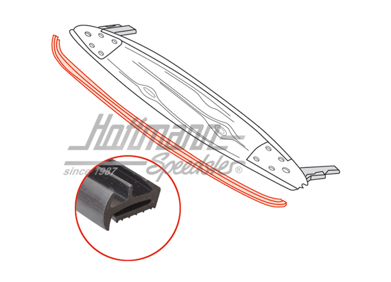 Seal, front header bow, Karmann Ghia, 72-74 | 141 871 609 | 060-0500