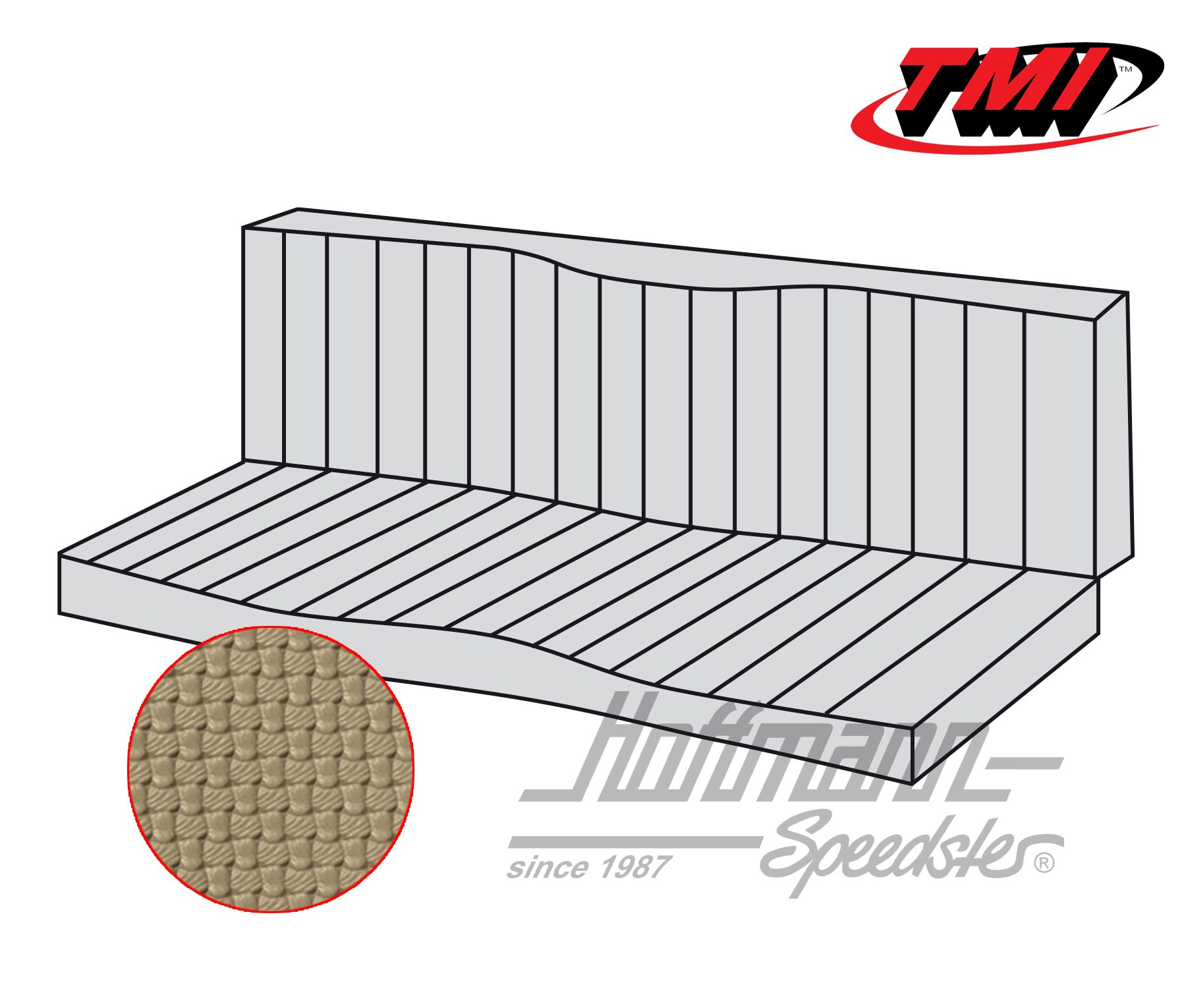 Seat-bench upholstery, Karmann Ghia Coupé, 55-71, beige | 43-1511-04 | 066-0082-30