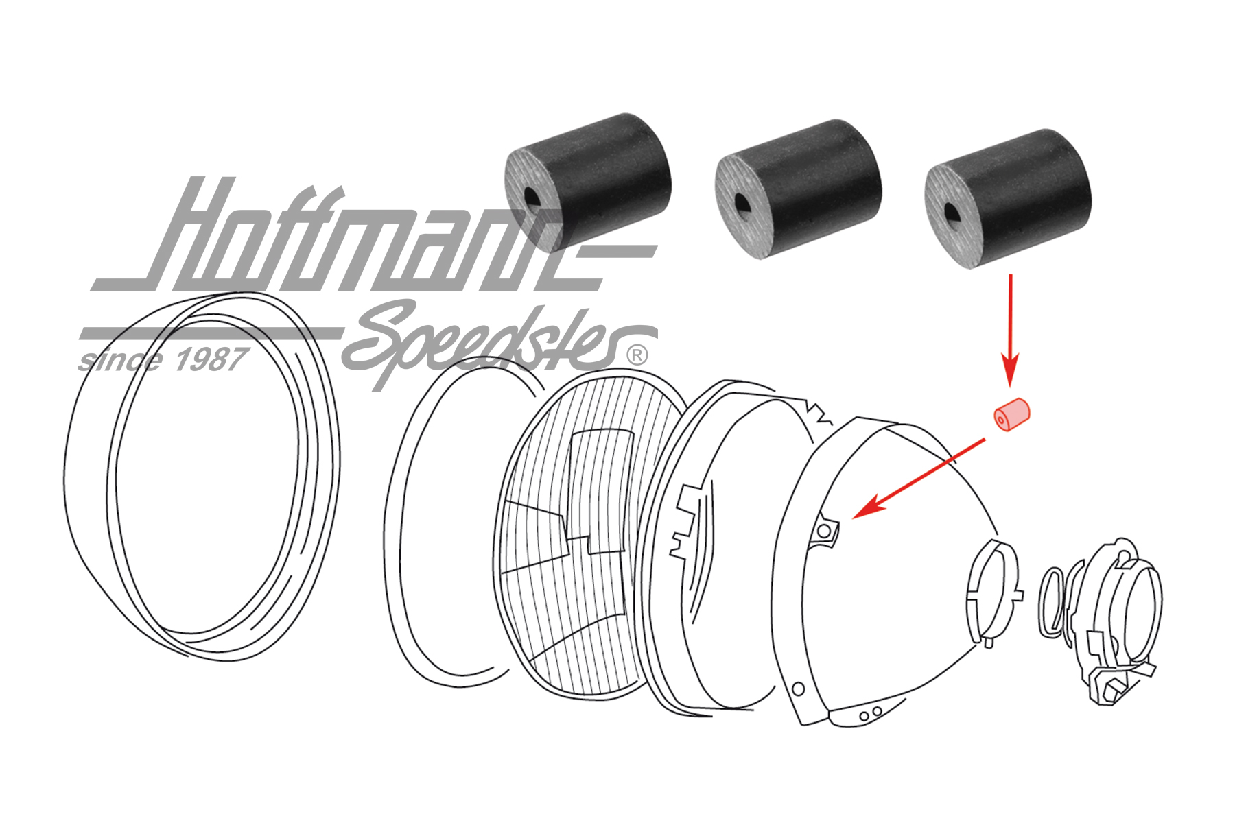 Cojinete de goma, reflector, -7.74 (3 piezas) | 111 941 147 | 020-4410-23