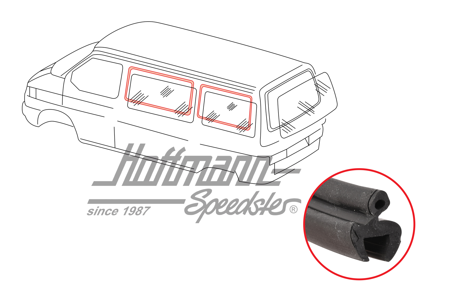 Seal, side window, sold by the meter, Bus T4 | 723 845 121 R | 408-1435-50