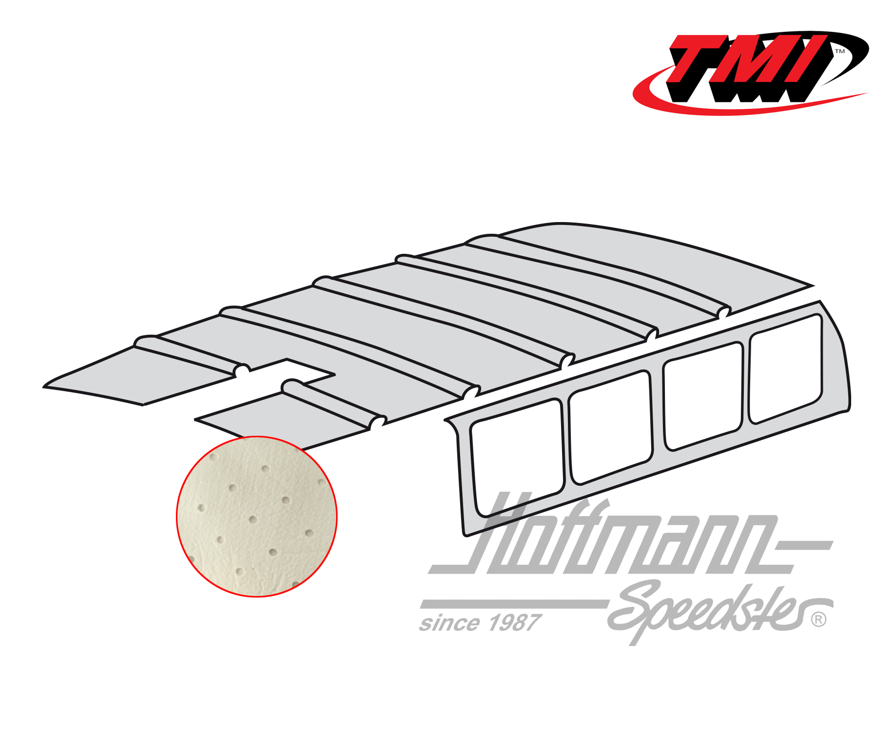 Headliner, Bus T1, 55-63, perforated, off-white | 20-2101-44 | 098-0078