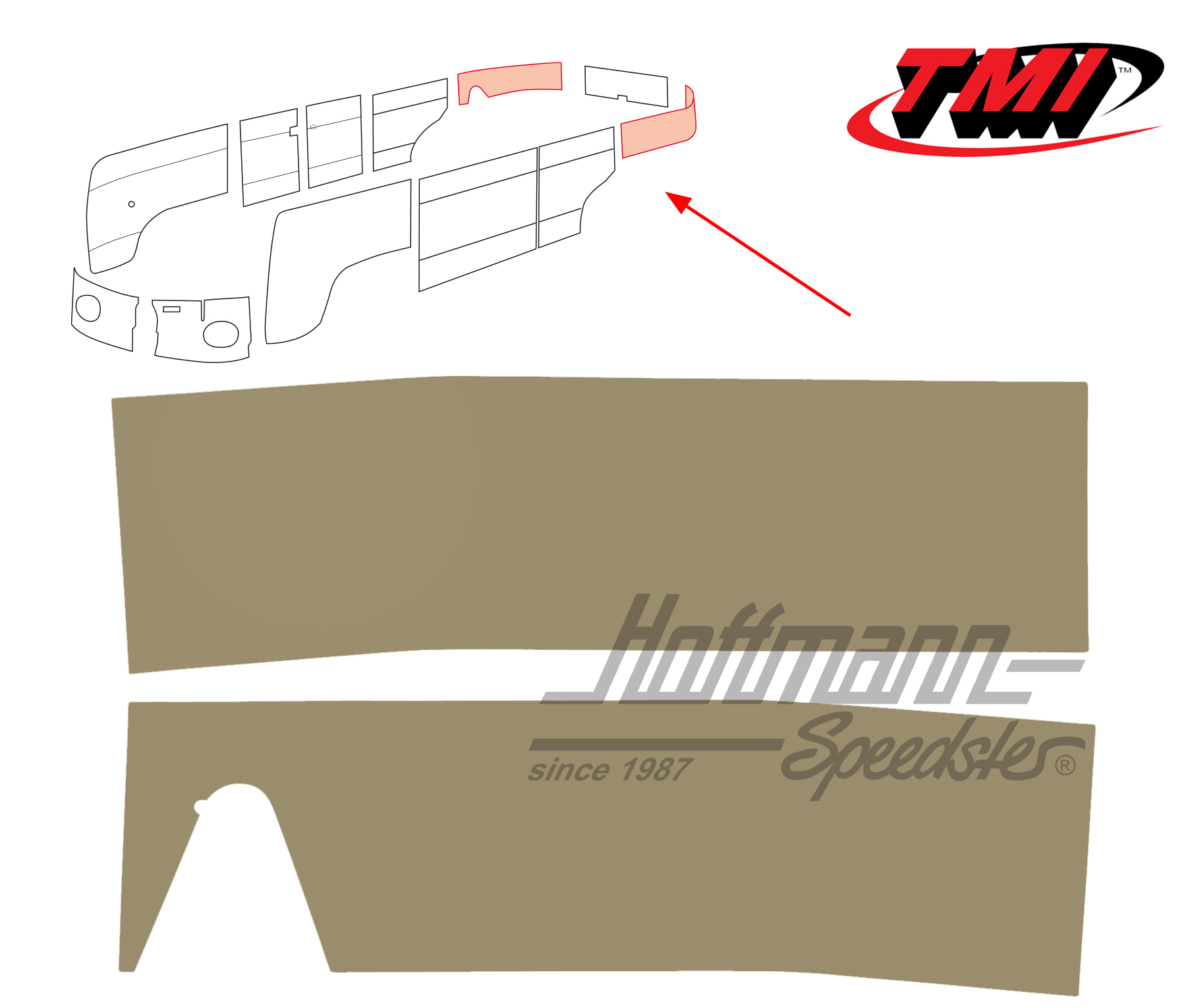 Side panels, rear, 55-62, beige | 10-2141-14 | 098-0582-05