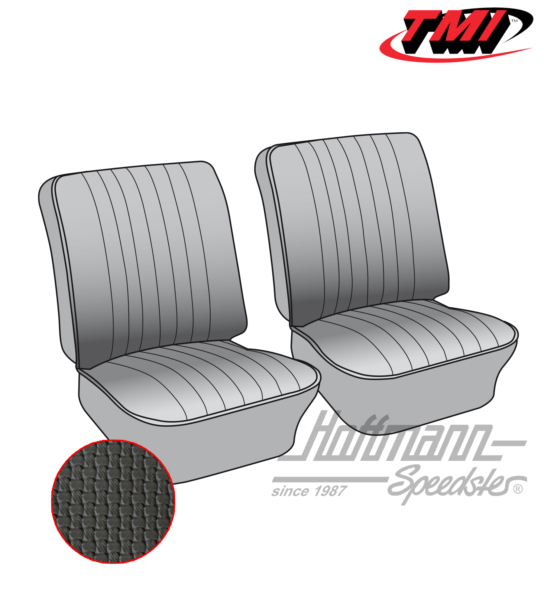 Seat upholstery, front seats, 62-67, black | 43-2112-01 | 098-0602-10