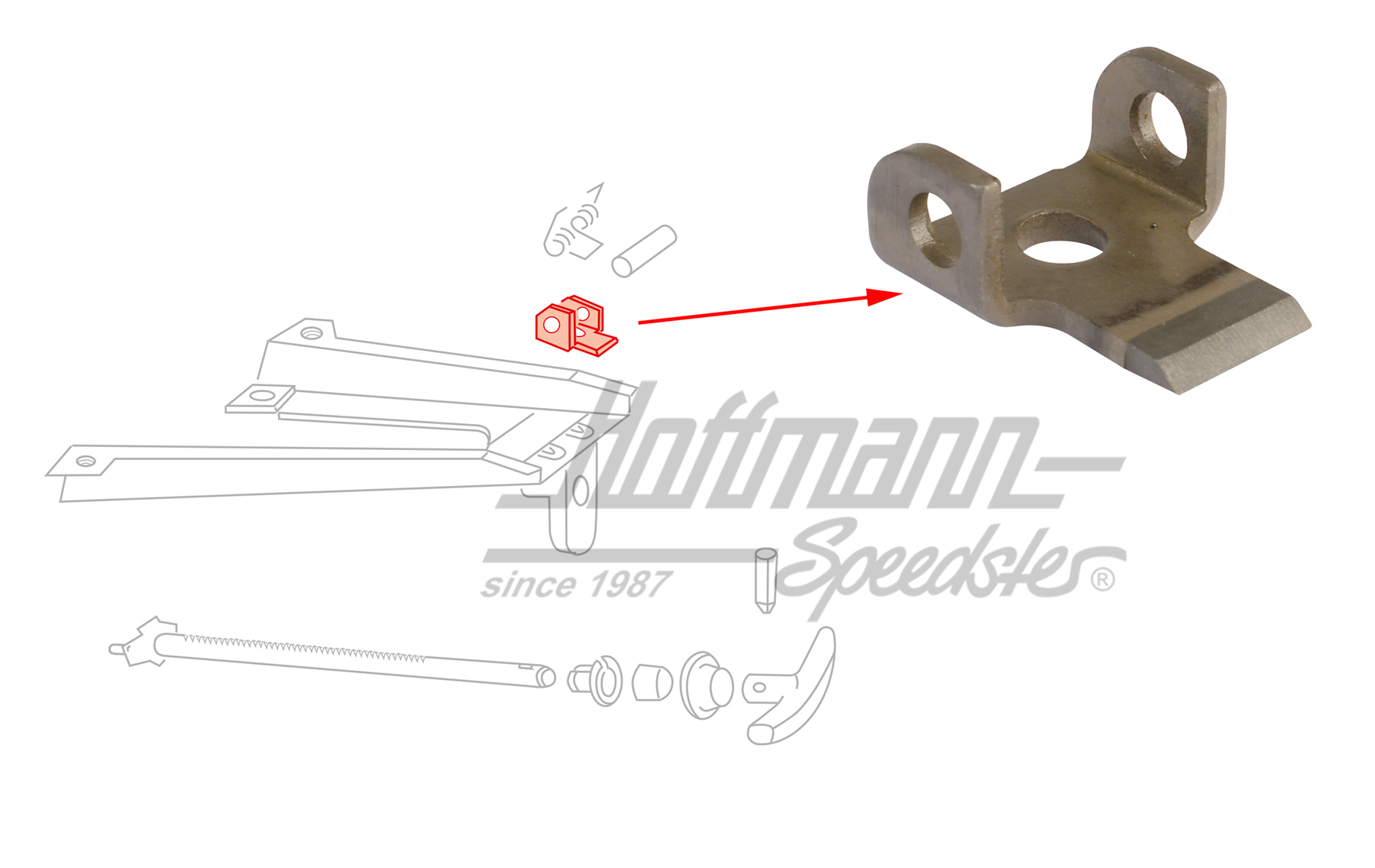 Rachet, hand-brake lever, Bus T2 | 211 711 321 A | 098-0202-11