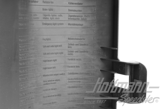 Cover, fuse box, black                                                                              