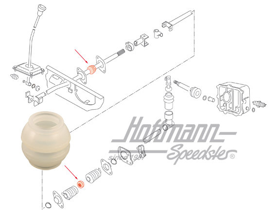 Shift-rod guide, front/rear, .82- | 251 711 207 D | 315-1520