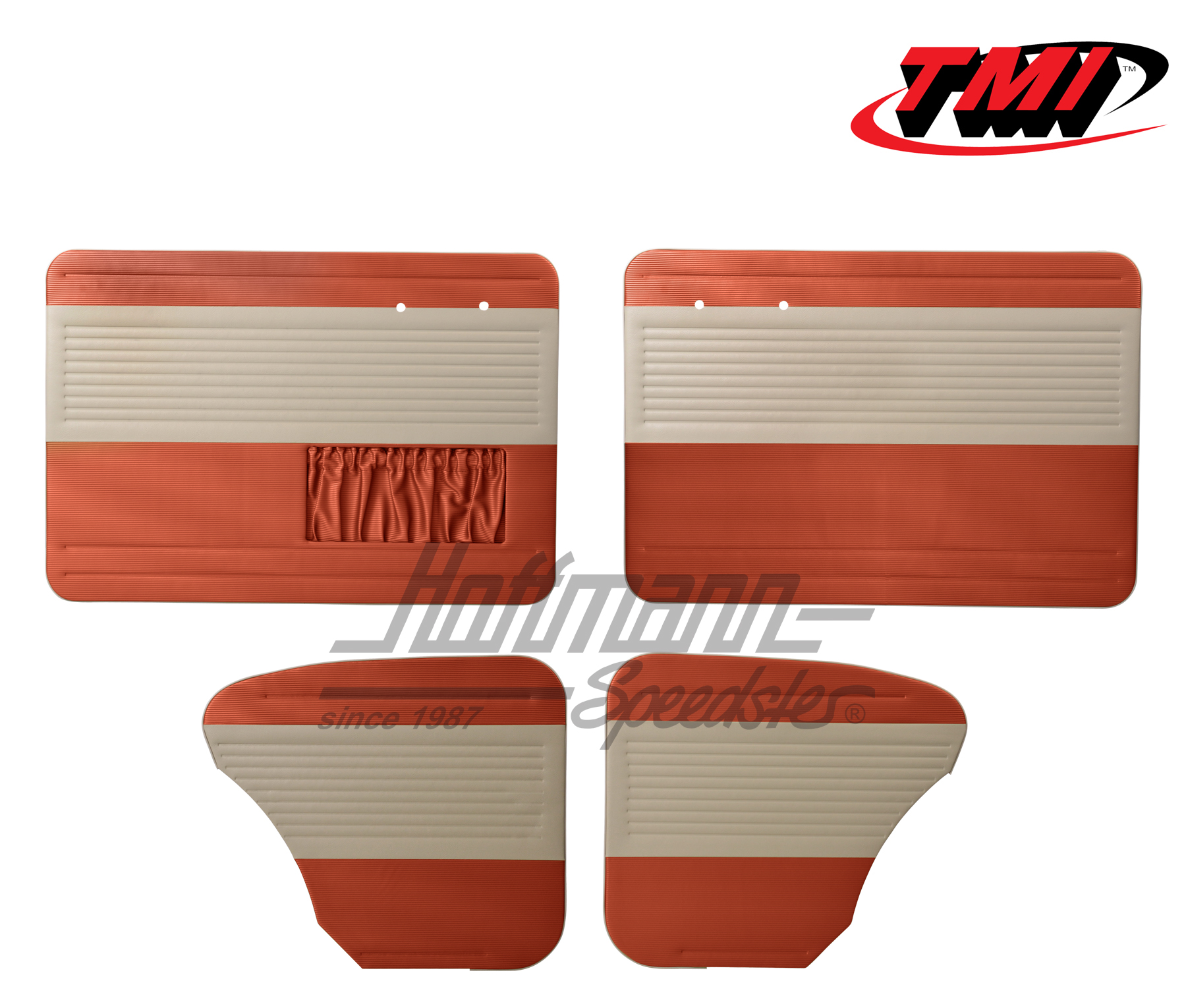 Door panels, Beetle Sedan, 55-64, off-white/brick red | 19-1122-23-15 | 055-7504-07