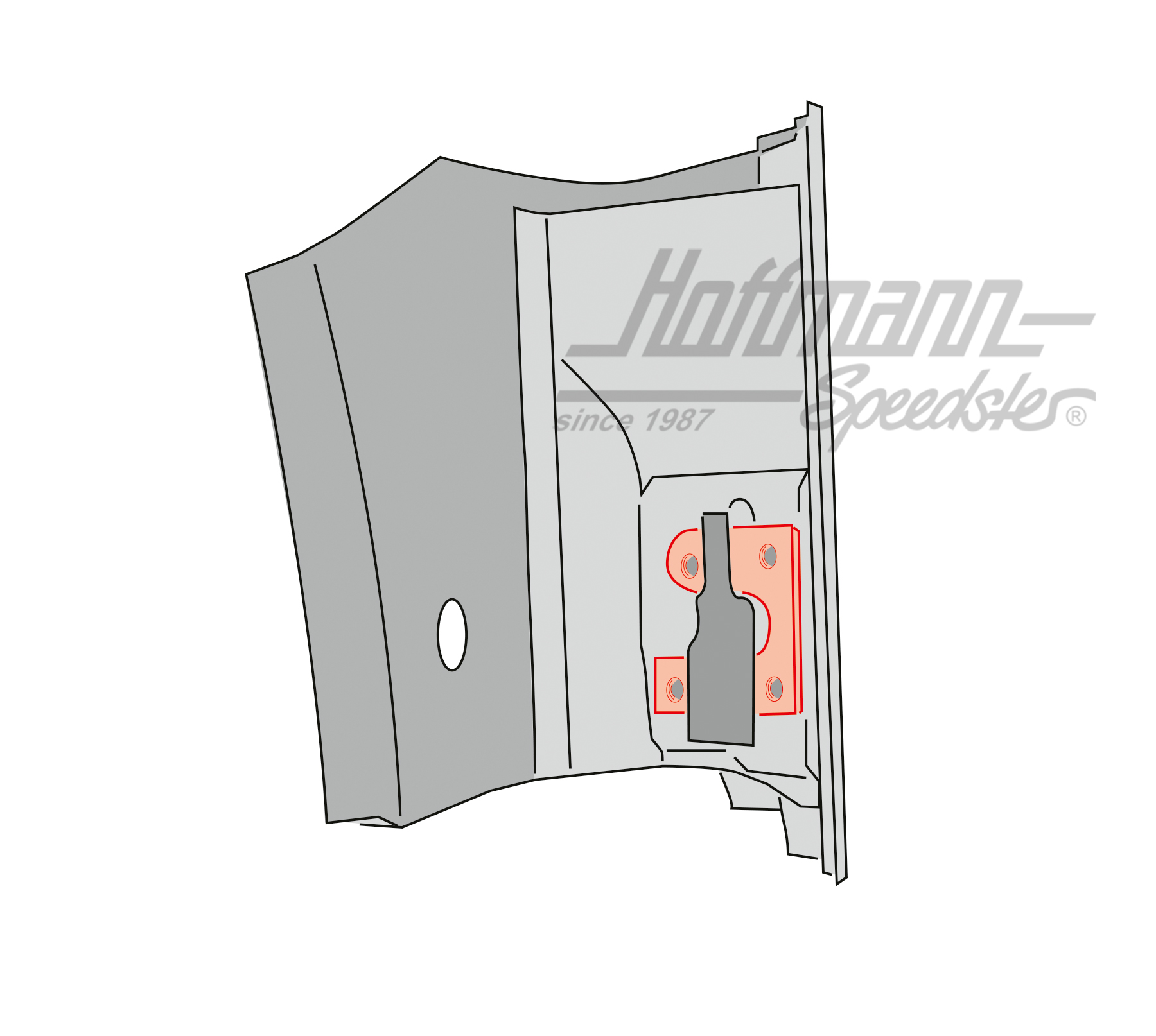Threaded plate, door hinge, lower, right                                                            