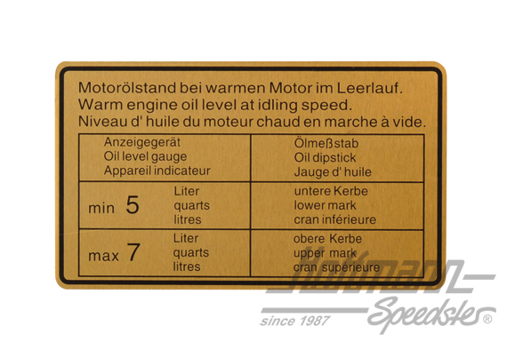 Sticker "Oil-level", 911/914, 65-72/70-72 | 901 006 504 01 | 580-8015