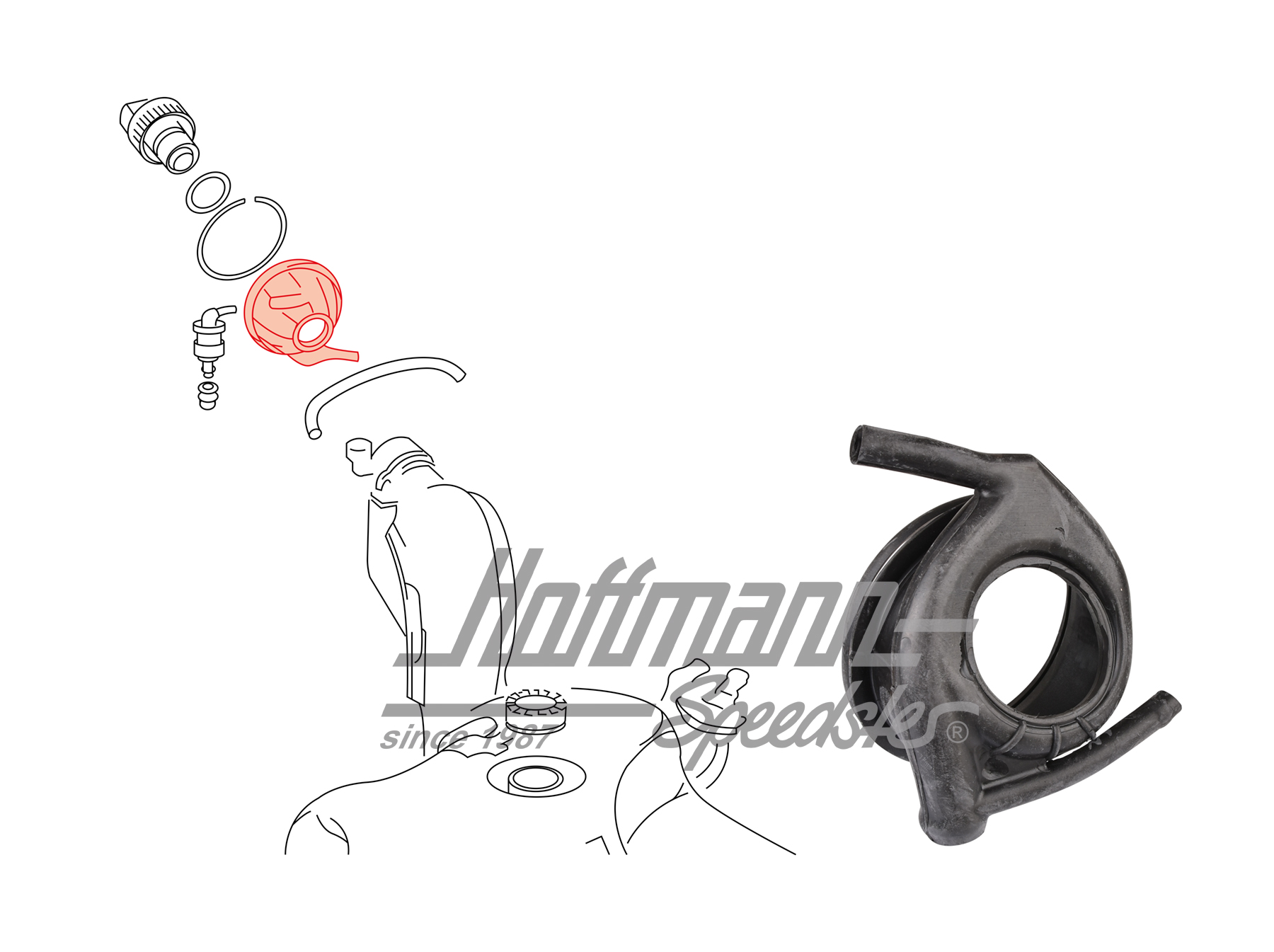 Seals, tank filler neck , Golf 2 | 191 201 253 B | 202-2020