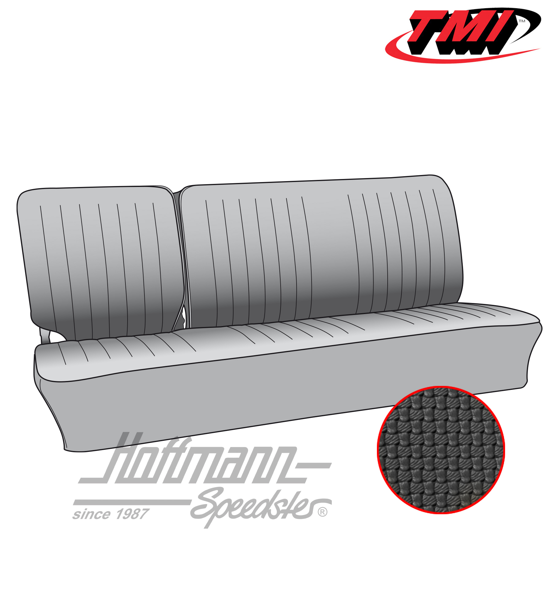 Seat upholstery, central bench 1/3, 67-73, black | 43-2129-01 | 098-0653-10