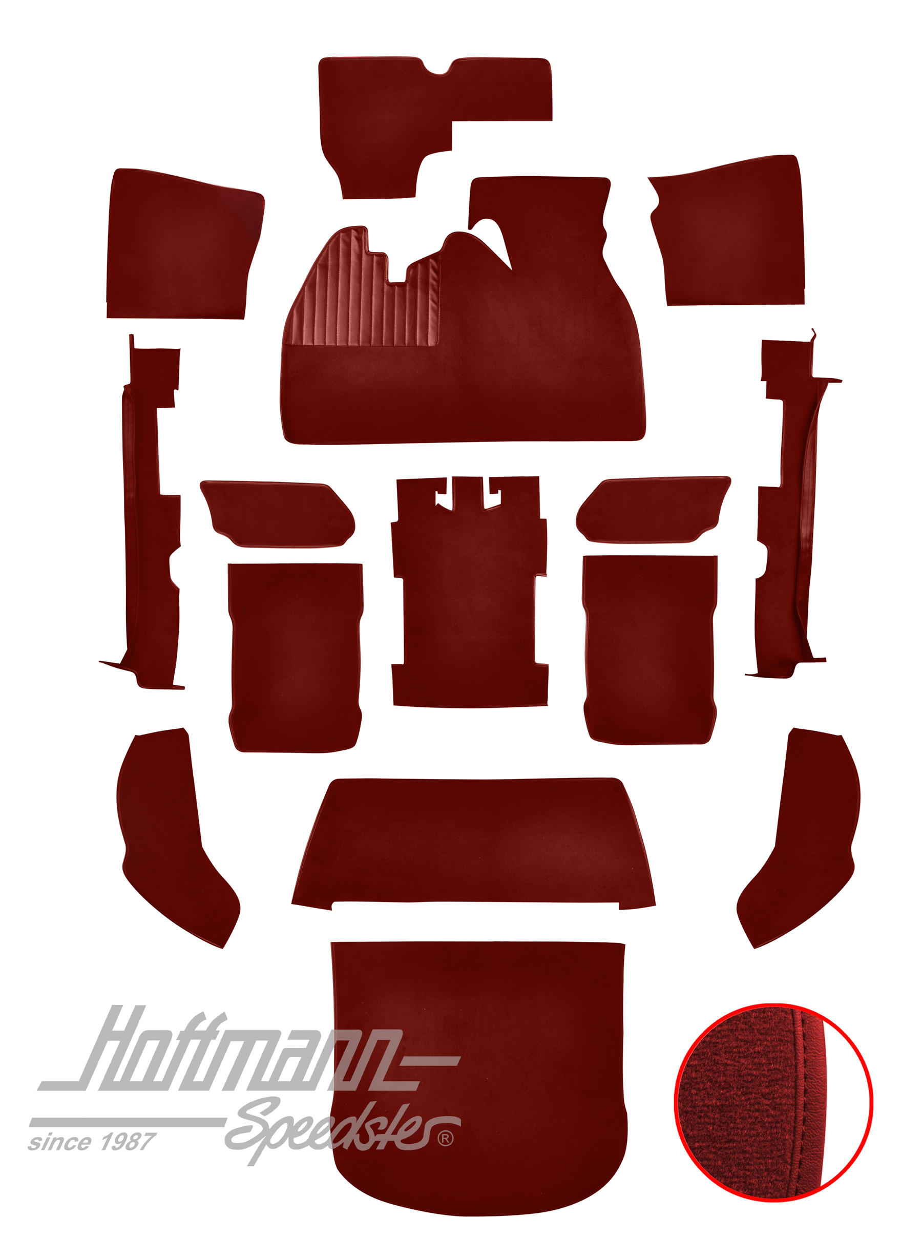 Carpet kit, Beetle Sedan, 1303, red |  | 026-5726