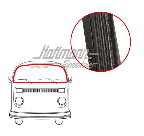 Front window seal, Bus T2, 67-79, without groove, Top Quality | 211 845 121 D | 090-6110