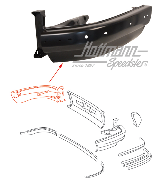 Bumper edge, rear, 69-73, right | 901 505 022 21 | 510-9932-02