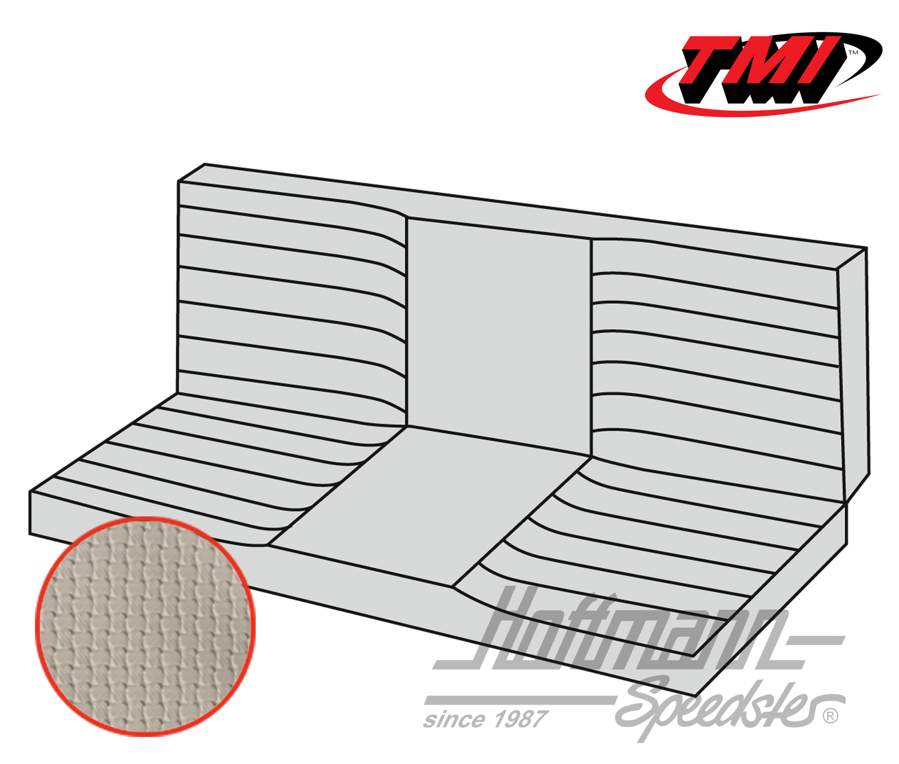 Seat-bench upholstery, Karmann Ghia Coupé, 71-, off-white | 43-1512-05 | 066-0083-50
