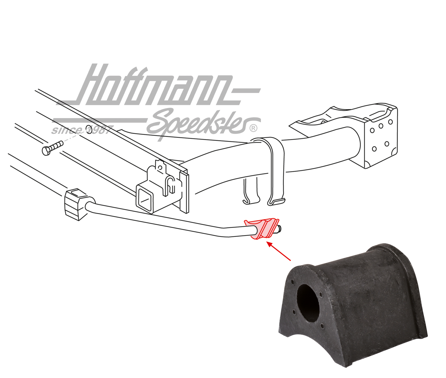 Rubber mount, stabilizer, rear, outer | 171 511 437 | 140-0950