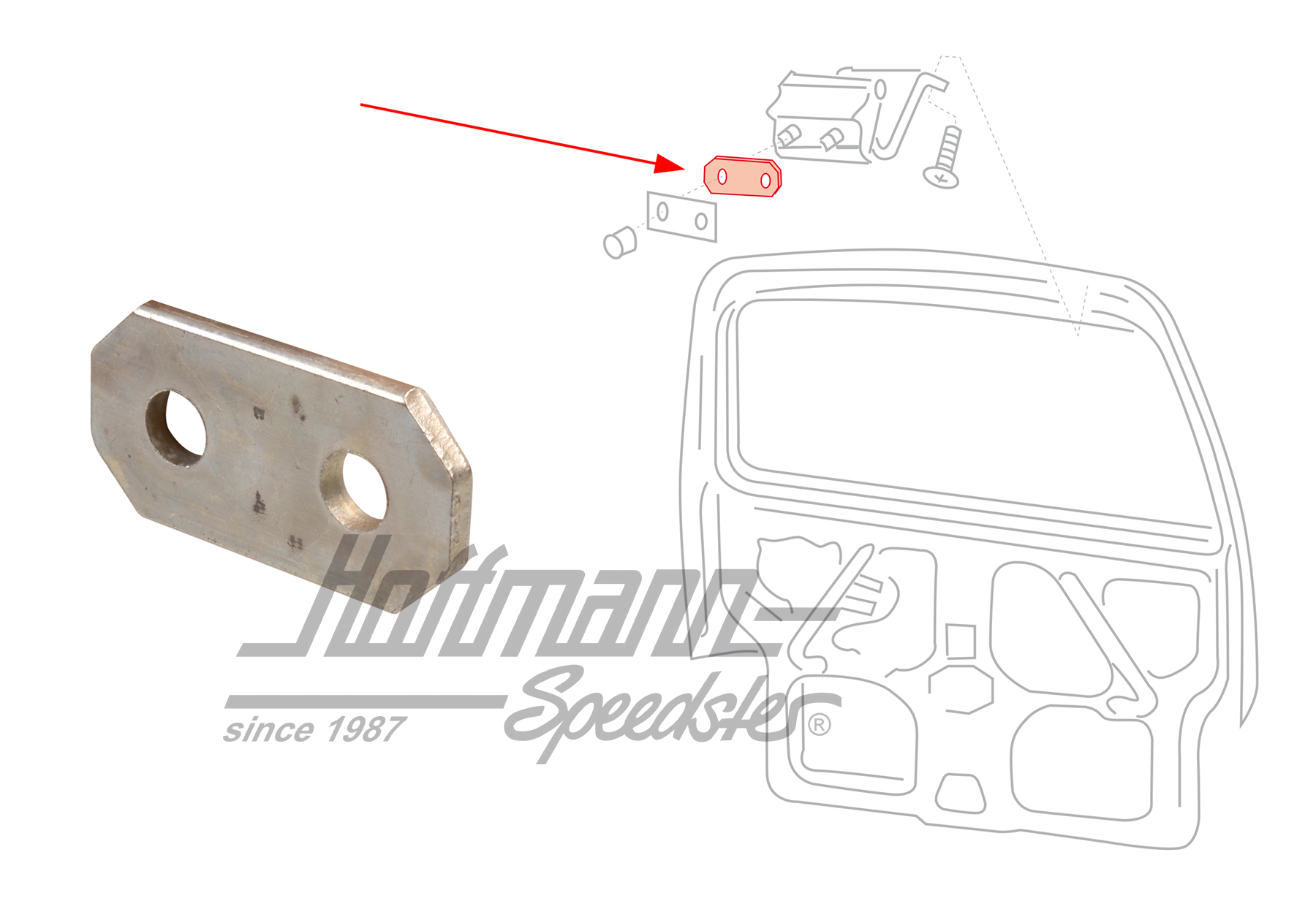 Reinforcement, hatchback hinge | 701 829 389 C | 408-1048